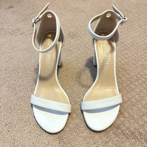 Stuart Weitzman Nearlynude Strap Sandal in White